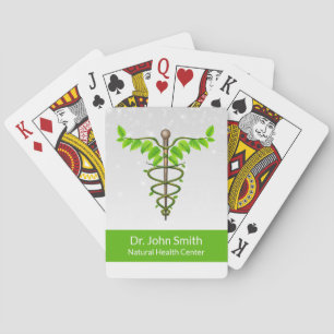 Alternativt medicinskt Caduceus Grönt Löv White Casinokort