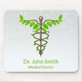 Alternativt medicinskt Caduceus Grönt Löv White Musmatta