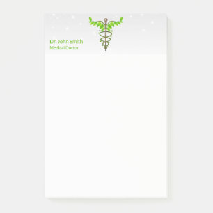 Alternativt medicinskt Caduceus Grönt Löv White Post-it Block