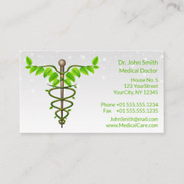 Alternativt medicinskt Caduceus Grönt Löv White Tidsbeställning Kort