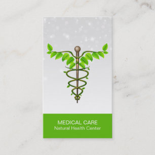 Alternativt medicinskt Caduceus Grönt Löv White Visitkort