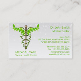 Alternativt medicinskt Caduceus Grönt Löv White Visitkort