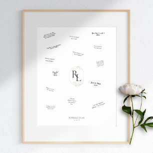 Alternativt Monogram Bröllop Guest Bok Poster