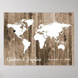 Alternativt tecken för åldras Wood World Map Gust Poster