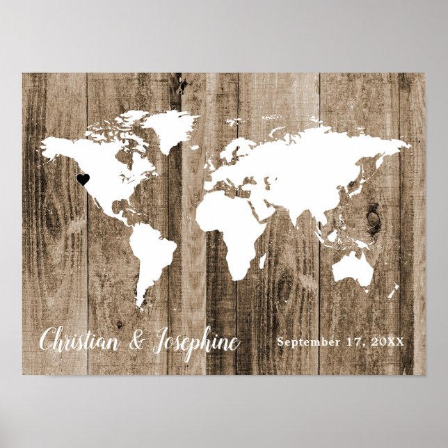 Alternativt tecken för åldras Wood World Map Gust  Poster (Framsidan)