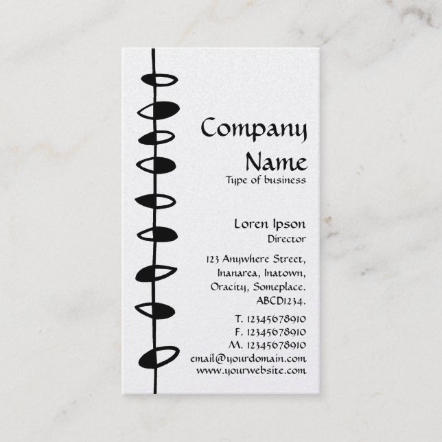 Alternerande Löv - svart på vitt (Platinum) Visitkort (Framsida)