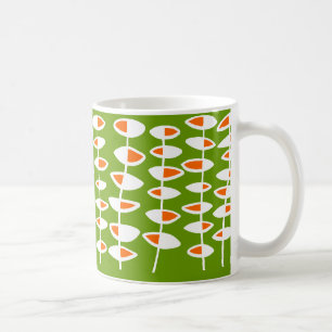 Alternerande Löv - Vit och Orange på Grönt 669900 Kaffemugg