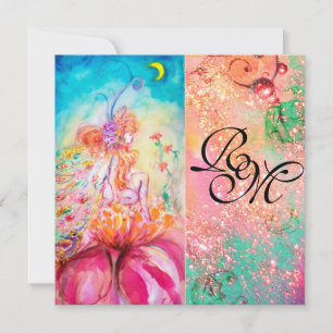 ALTHEA, monogram rosa blå gul grön glitter Inbjudningar