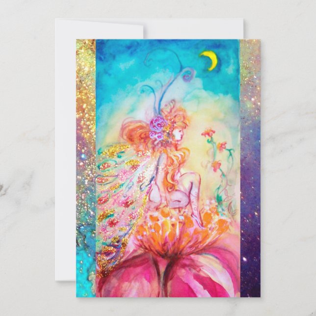 ALTHEA, monogram rosa blå gul grön glitter Inbjudningar (Framsida)