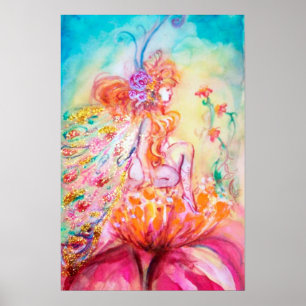 ALTHEA /Whimsical Älv på den Rosa Blomman Poster
