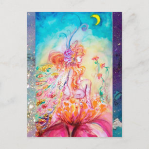 ALTHEA /Whimsical Fairy on Rosa Flower Vykort