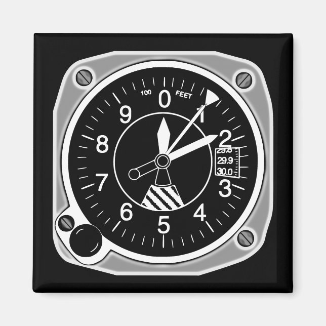 Altimeterinstrument för luftfartyg magnet (Framsidan)