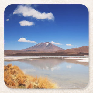 Altiplano landskap med vulkan i Bolivia Underlägg Papper Kvadrat