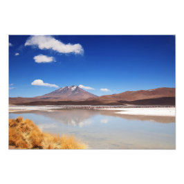 Altiplanolandskapet med vulkanen i Bolivia Fototryck