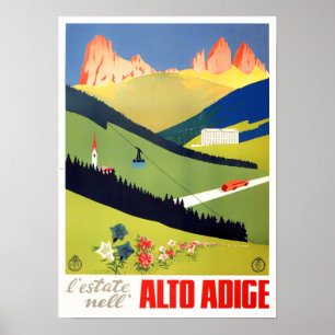 Alto Adige Italien vintage resor Poster