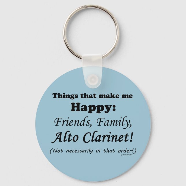 Alto Clarinet gör mig Lycklig Nyckelring (Framsida)