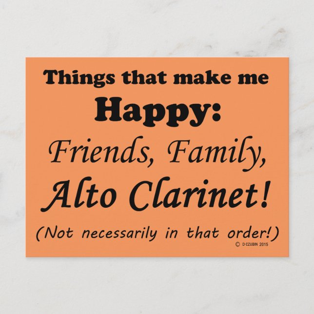 Alto Clarinet gör mig Lycklig Vykort (Framsida)