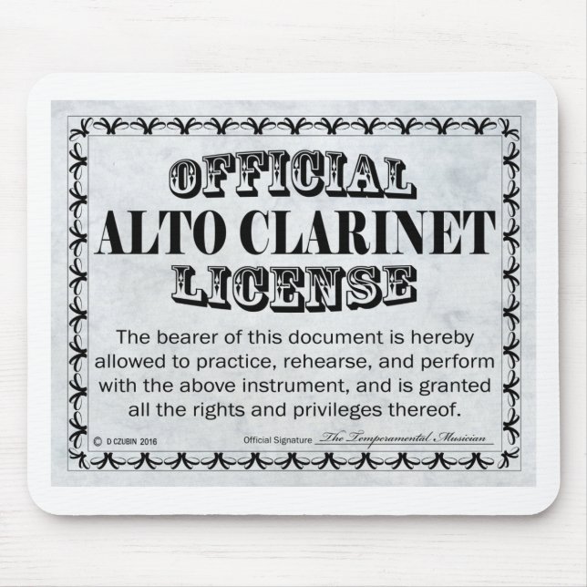 Alto Clarinet License Musmatta (Framsidan)