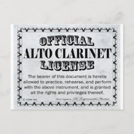 Alto Clarinet License Vykort