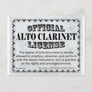 Alto Clarinet License Vykort