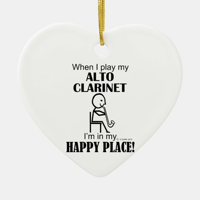 Alto Clarinet Lycklig Ställe Julgransprydnad Keramik (Framsidan)