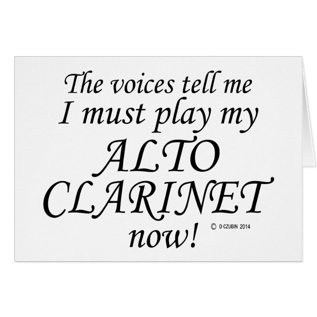 Alto Clarinet Voices Säg must Play Hälsningskort (Framsidan Horizontal)
