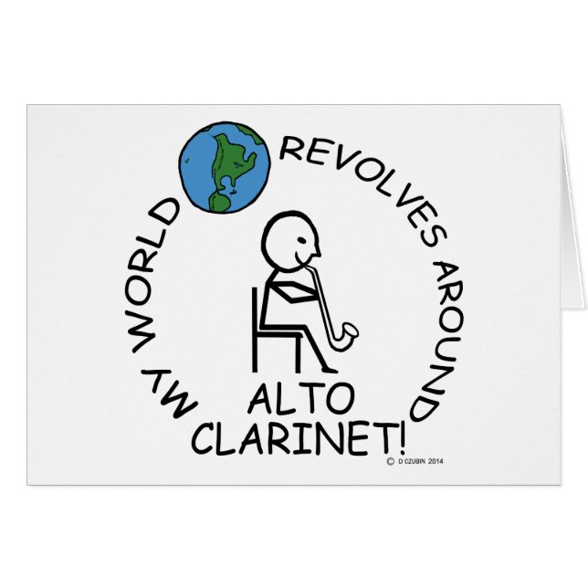 Alto Clarinet - World Revolves runt Hälsningskort (Framsidan Horizontal)