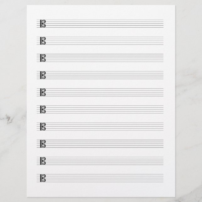 Alto Clef Viola Music Manuscript Papper stab (Framsida)