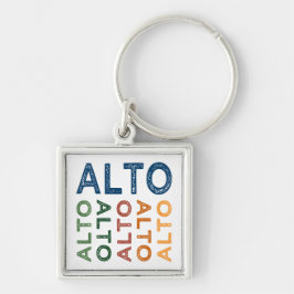Alto Colorful Fyrkantig Silverfärgad Nyckelring