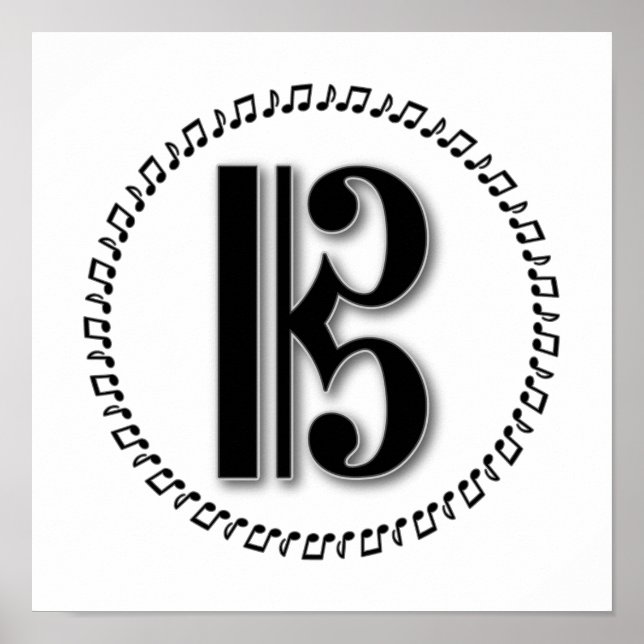 Alto- eller Tenor Clef Music Note Design C Clef Poster (Framsidan)