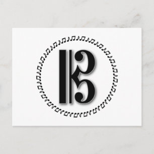Alto- eller Tenor Clef Music Note Design C Clef Vykort