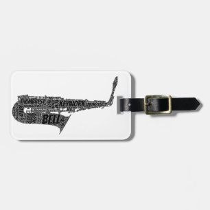 Alto Saxofone Shaped Ord Art Black Text Bagagebricka
