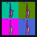 Alto Saxophone Pop Art Poster<br><div class="desc">Vintage bild,  konst och hemerapor har blivit unika kläder,  konst och tillbehör. Alla slags formgivningar,  inklusive etiketter,  annonser,  teckningar och trävaror som omvandlas till t-skjortor,  smycken,  poster och annat.</div>