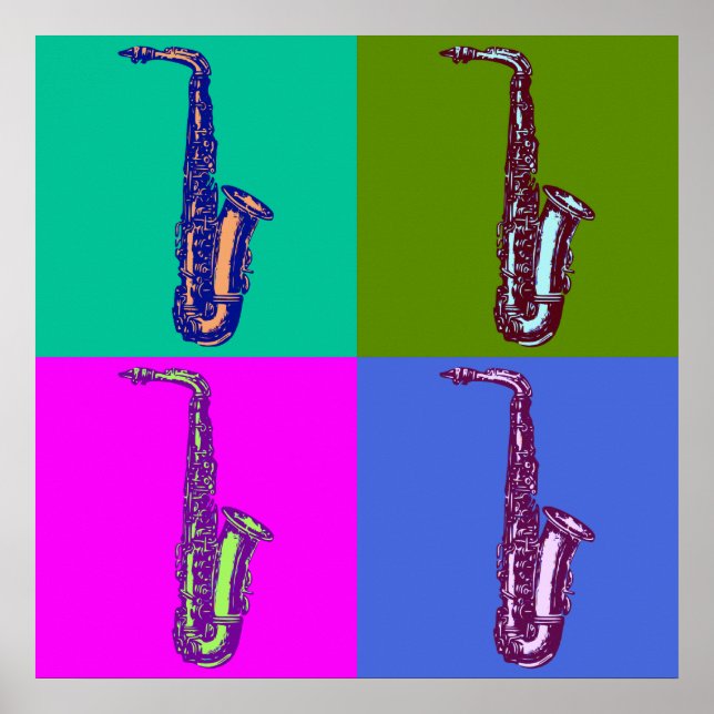 Alto Saxophone Pop Art Poster (Framsidan)