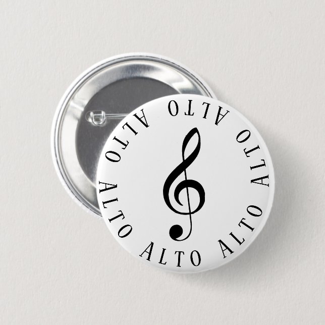 Alto Singer Treble Clef Button Knapp (Framsida & baksida)