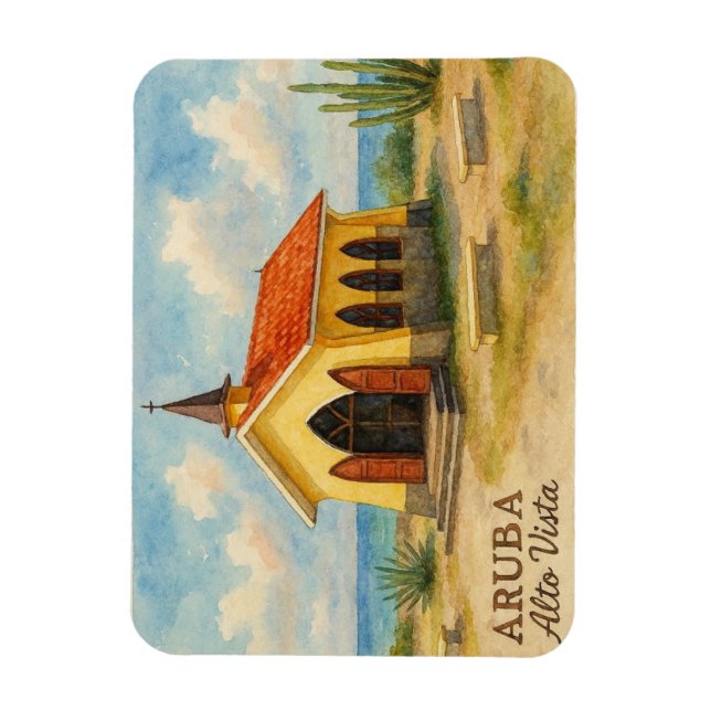 Alto Vista Aruba akvarell Magnet (Vertikal)