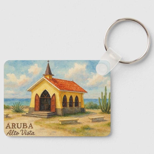 Alto Vista Aruba akvarell Nyckelring (Framsida)