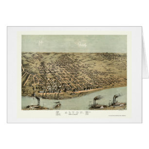 Alton panorama- karta för IL - 1867 Hälsningskort