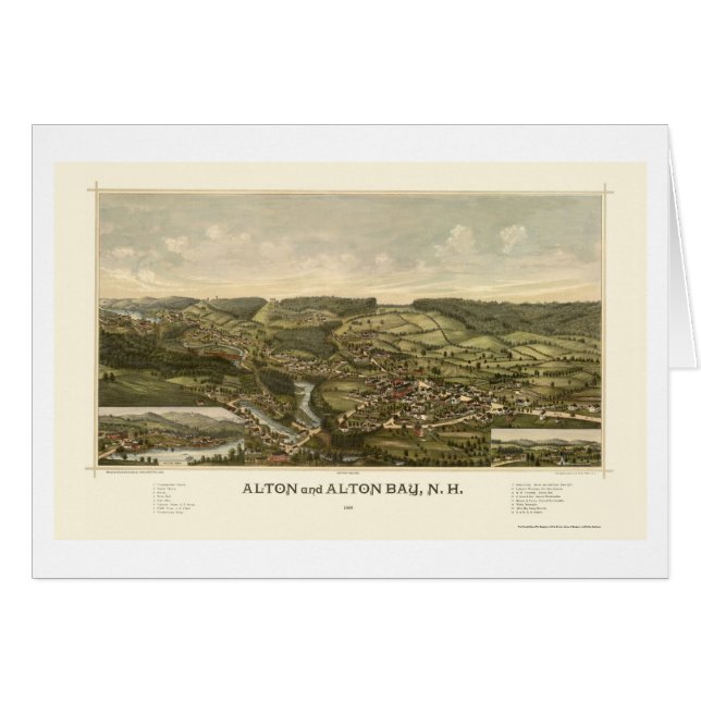 Alton panorama- karta för NH - 1888 Hälsningskort (Framsidan Horizontal)