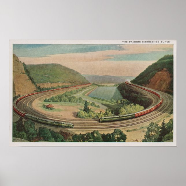 Altoona, Pennsylvania, Berömd Horseshoe Curv Poster (Framsidan)