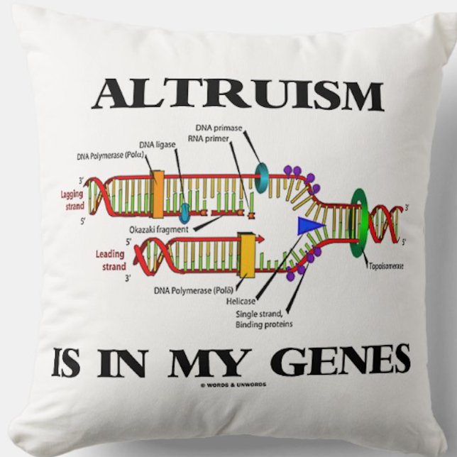 Altruism finns i mina geners DNA-replikering Kudde (Molecular biology attitude throw pillow for anyone who does lots of volunteer work!)