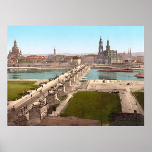 Altstadt Old City Dresden View från Krig Mission Poster