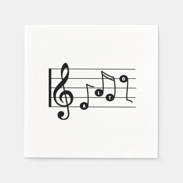 Altstämma sångare musikalisk cocktail serviett pappersservett (Framsidan)