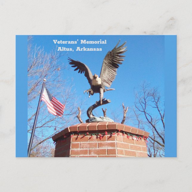 Altus, Arkansas Veteranminnesmärke Vykort (Framsida)