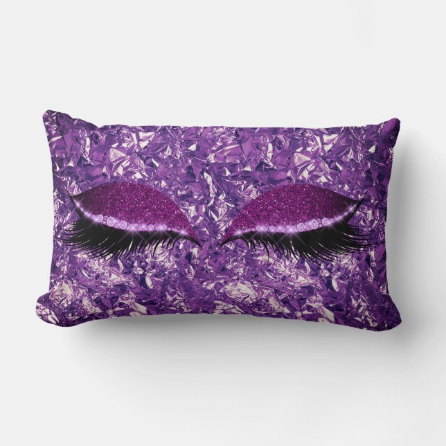 Aluminium-metallisk Winkled Amethyst Makeup-streck Lumbarkudde (Framsida)
