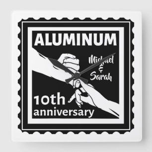 Aluminiumets traditionella 10:e bröllop-årsjubileu fyrkantig klocka