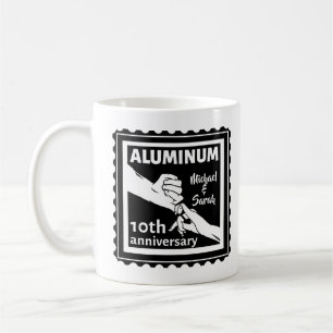 Aluminiumets traditionella 10:e bröllop-årsjubileu kaffemugg