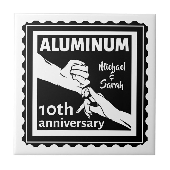 Aluminiumets traditionella 10:e bröllop-årsjubileu kakelplatta (Framsidan)