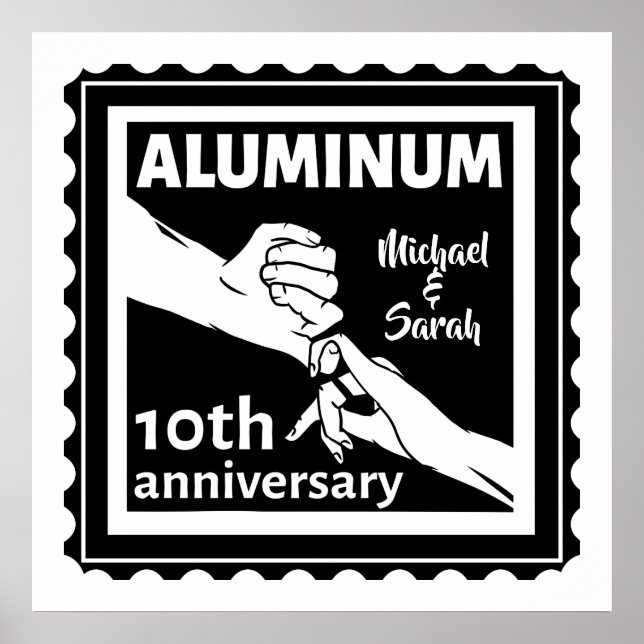 Aluminiumets traditionella 10:e bröllop-årsjubileu poster (Framsidan)