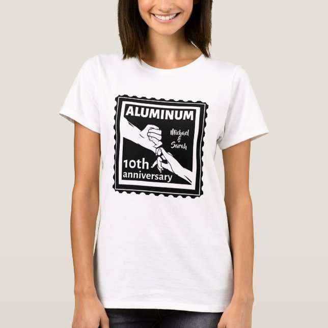 Aluminiumets traditionella 10:e bröllop-årsjubileu t shirt (Framsida)